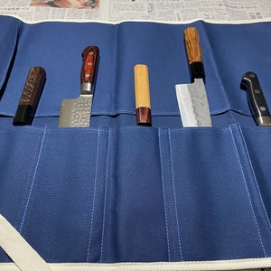 Japanese Chef Knife Canvas Roll Carry Bag 6 Pockets Kitchen Tool Made in Japan