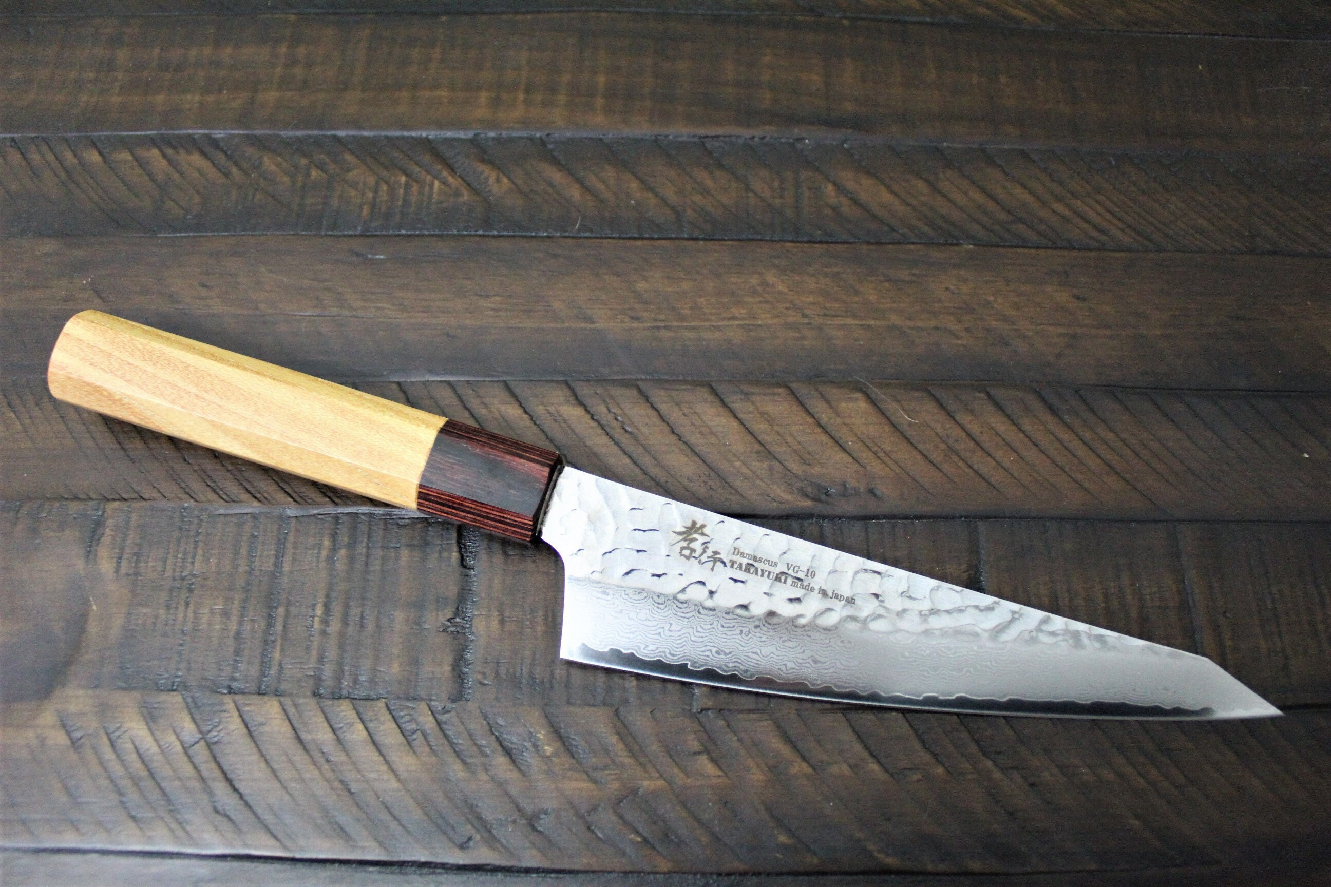 Sakai Takayuki VG10 33 Layer Damascus Gyuto Japanese Knife 210mm Keyaki (Japanese Elm) Handle