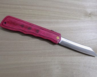 Higonokami VG10 Japanese Folding Pocket Knife: Red Wood Handle