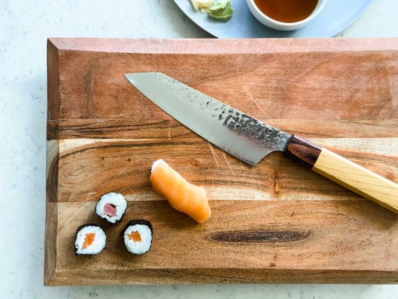 Cuchillo de chef japonés Damasco Cuchillo japonés Kengata Gyuto con mango  de estilo japonés Cuchillo de cocina de 33 capas de 190 mm Hecho en Japón -   España
