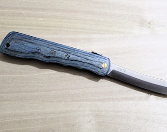 Higonokami VG-10 Folding Knife: Blue Woody Handle, Made in Japan