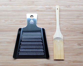 Stainless Steel Japanese Grater / Oroshigane Mini with Bamboo Brush Kitchen Tool Made in Japan