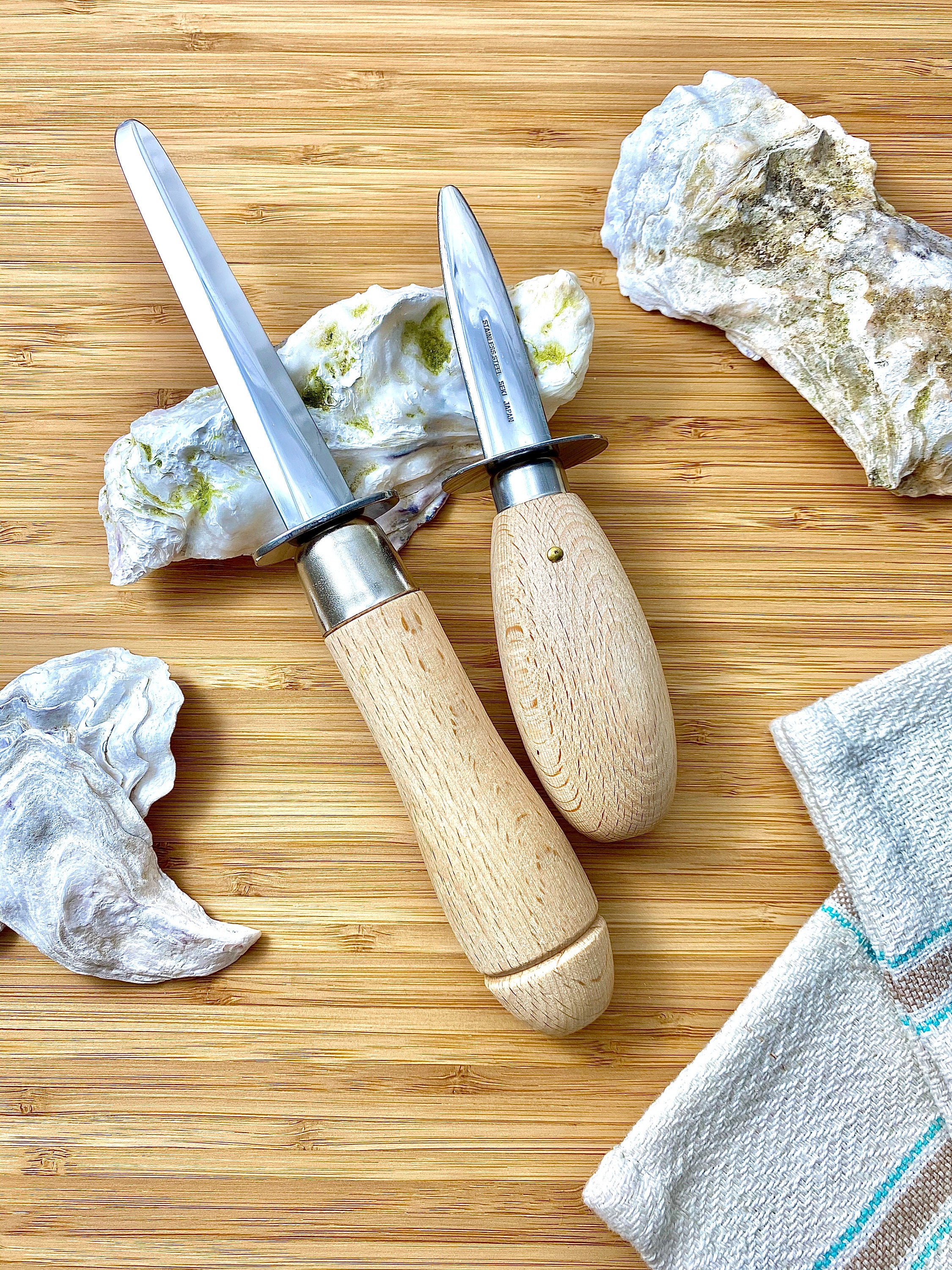 Wood Oyster Brush With Oyster Shucking Knife Kit For Kitchen