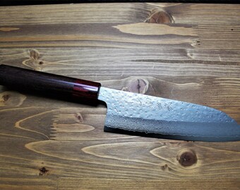 VG-7 Damascus Santoku Knife: 6.5" Rosewood Handle Japanese Kitchen Knife