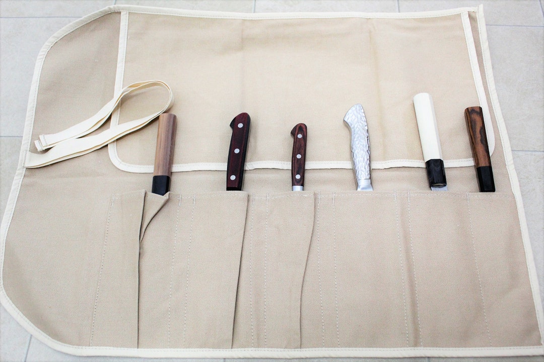 Japanese Chef Knife Roll: Canvas Carry Bag for 6 Knives - Etsy