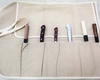 Japanese Chef Knife Roll: Canvas Carry Bag for 6 Knives