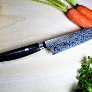 Damascus Japanese Kengata Petty Knife 120 mm (4.7") VG10-VG2 Coreless Damascus Japanese Kitchen Knife Made in Japan Kitchen Knife