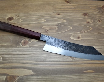 Handmade Isamitsu Kiritsuke Knife: Shirogami White Steel, Maple Burberry Handle