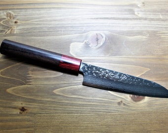 VG-10 Damascus Petty Knife: Sawakazuma Rosewood Handle Kitchen Knife