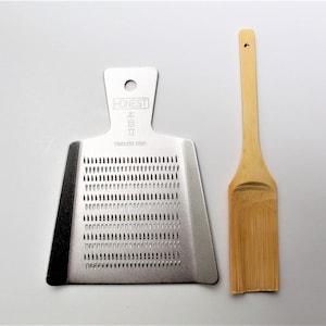 Stainless Steel Japanese Grater / Oroshigane Mini with Bamboo Brush Kitchen Tool Made in Japan