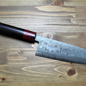 Sawakazuma Setsugetsuka VG-10 Damascus Santoku 165 mm / 6.5&quot; Rosewood Handle Kitchen Knife Made in Japan Kitchen Knife