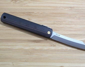 Higonokami Pocket Knife: VG-10 Japanese Folding Knife with Ebony Handle