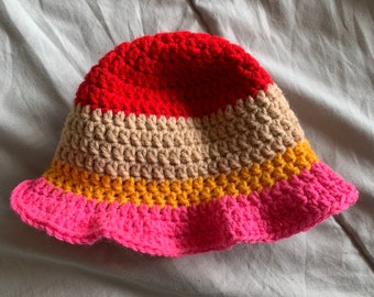 Children’s Bucket Hat, Kids Beach Hat, Sun Hat, Toddler Bucket Beanie, Baby Crochet, Shade Hat, 18months-24months