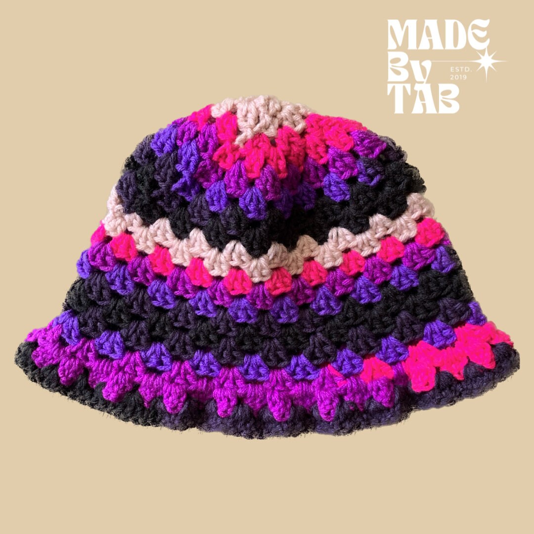 Chowder Inspired Bucket Hat Crochet Hat Hot Pink Black Etsy