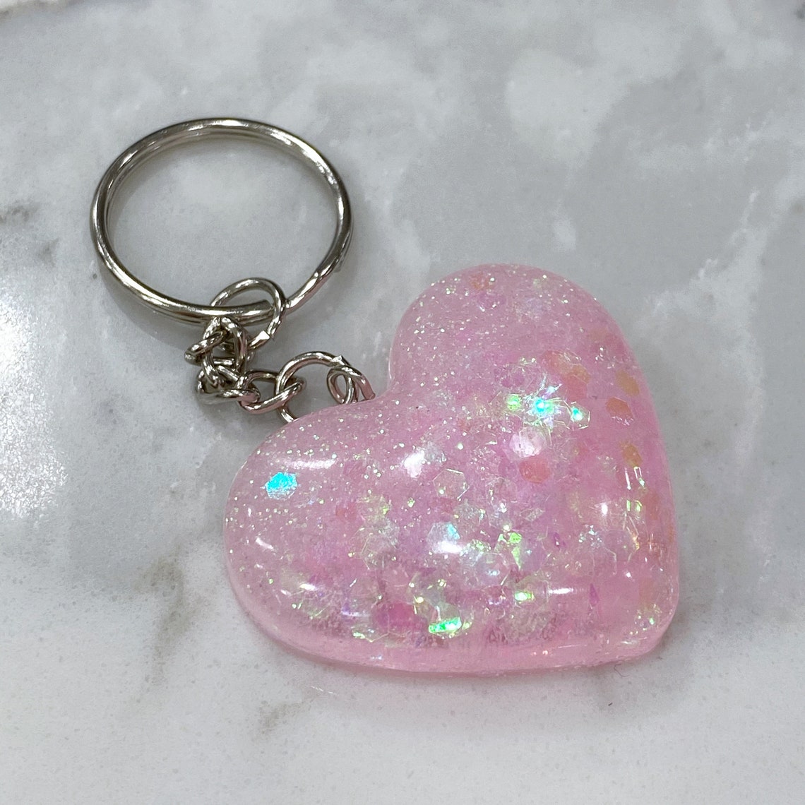 Resin Heart Keychains May be Personalized with Handmade Etsy