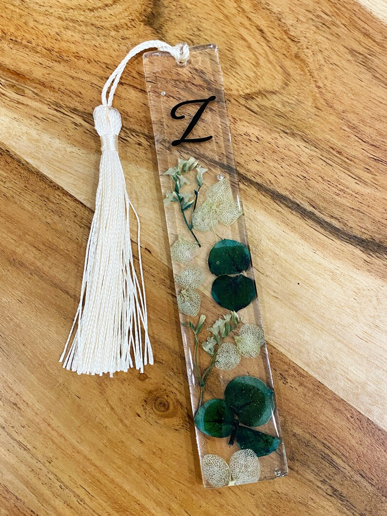 Floral Resin Bookmarks with Monogram Initial Personalized Etsy