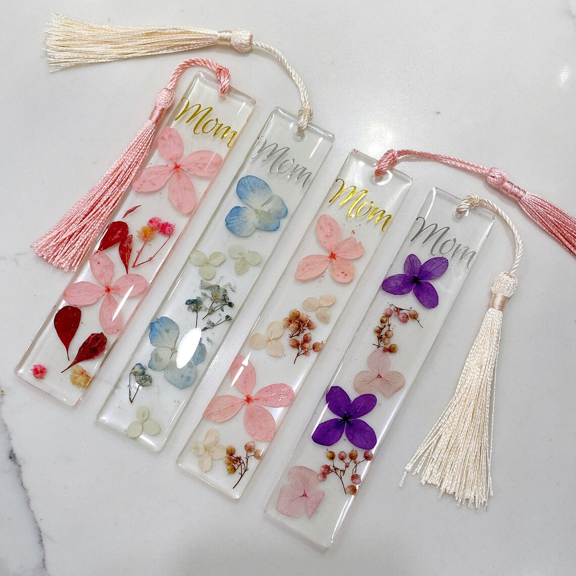 Floral Resin Bookmarks with Mom Personalization Etsy
