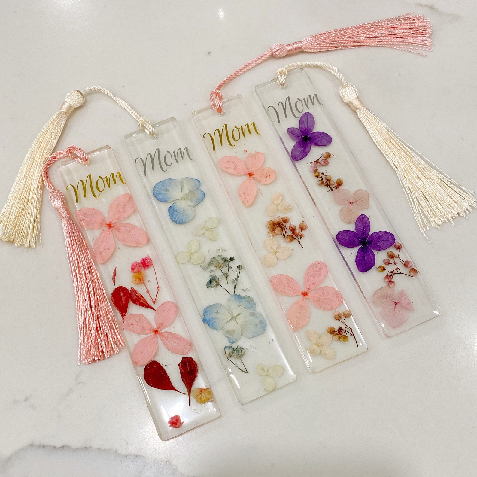 Floral Resin Bookmarks with Mom Personalization Etsy