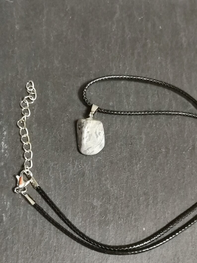 Silver Leaf Jasper Silver Leaf Jasper pendant necklace tumble stone natural gemstone pendant chain necklace gift courage and strength