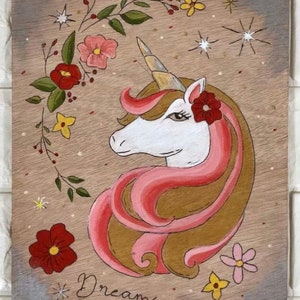 DIY Unicorn Art Paint Kit on Wooden Panel- FREE SHIPPING
