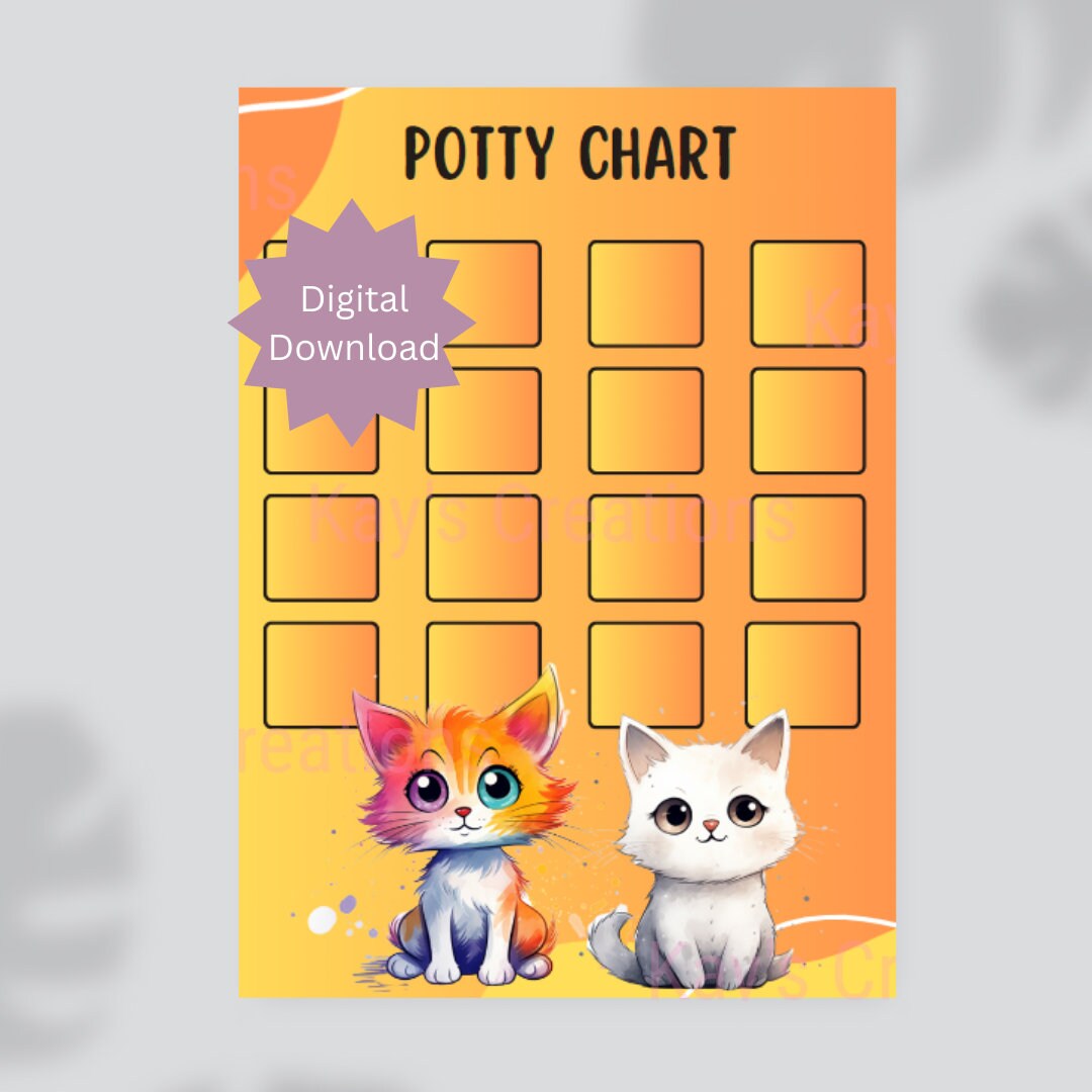 Cat Kitty Kitten Potty Chart for Toilet Training Toddlers Etsy