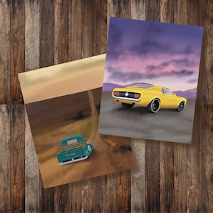 Custom Car Illustrations/Vintage Ford Truck/‘69 Shelby Mustang