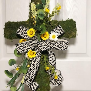 Cemetery Cross for Gravesite, Flowers for Grave, Cemetery Flowers, Cross Grave Marker, Mother&#39;s Day, Father&#39;s Day, Spring and Summer Cross