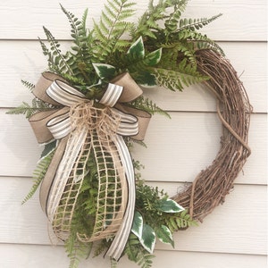 Everyday Wreath for Front Door, 18" Grapevine Wreath, Spring Wreath, Summer Wreath, Designer Wreath, Farmhouse Wreath, Burlap Wreath