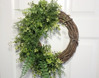 Grapevine Wreath for Front Door, Everyday Grapevine Wreath, Greenery Wreath, Floral Grapevine, Front Door Decor, Farmhouse Wreath