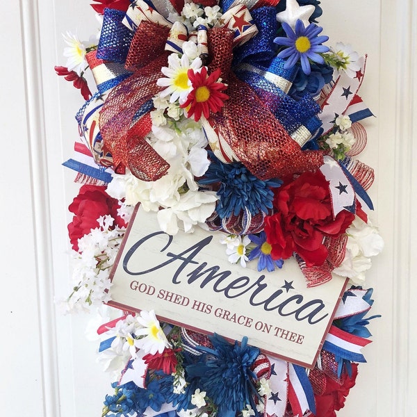 Patriotic Wreaths Made in Usa Etsy