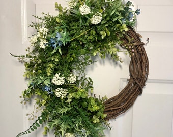 Grapevine Wreath for Front Door, Everyday Grapevine Wreath, Greenery Wreath, Floral Grapevine, Front Door Decor, Farmhouse Wreath