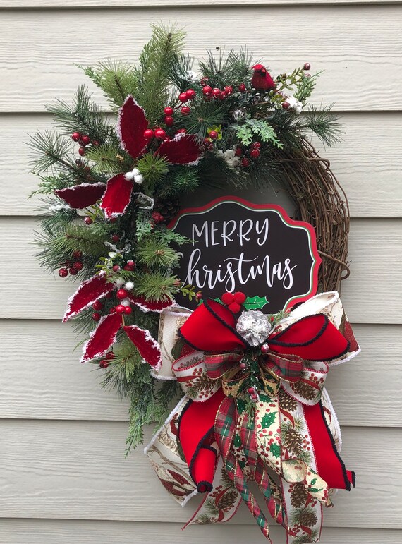 　Decorated Christmas Wreath Christmas Wreath, Holiday Wreath, Merry Christmas, Front Door