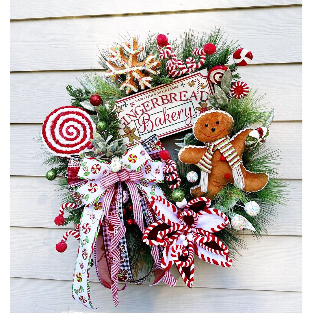 Gingerbread Man Wreath Christmas Wreath Kitchen Wreath - Etsy