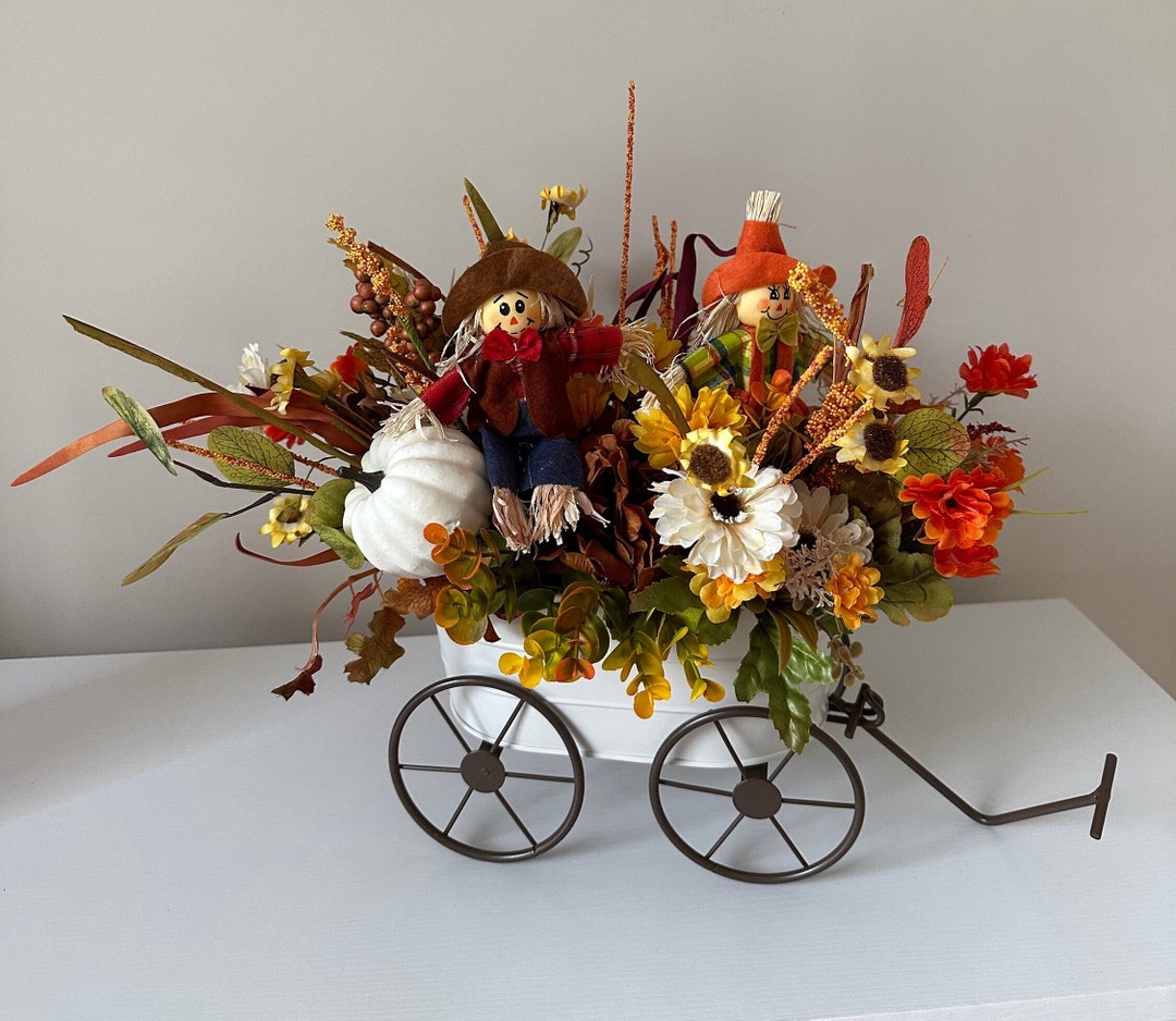 Fall Wagon Centerpiece Table Decorations Fall Arrangement Etsy