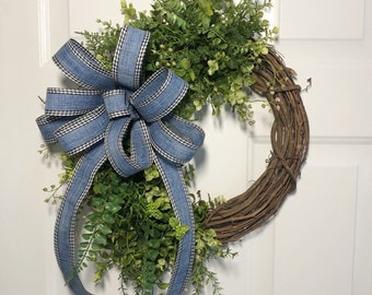 Grapevine Wreath for Front Door, Everyday Grapevine Wreath, Greenery Wreath, Housewarming Gift, Front Door Decor, Farmhouse Wreath