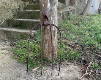 Antique Garden Pitchfork , Hand Forged, Old Garden Tools, Agricultural Hand Tools, Garden Decor