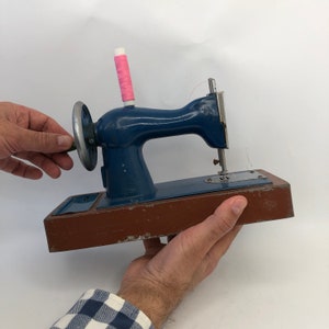 Old children's sewing machine of the USSR, Hand sewing machin,Mini sewing machine, Toy for girls, Soviet childhood, Vintage, Decor, USSR 70s image 3