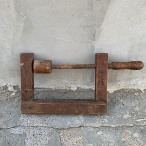 Vintage Craft Tool, Carpenter Clamp, Large Clamp, Screw Clamp for Wood, Carpentry Tool, Woodworking, Industrial Decor, Vintage Gift for Him