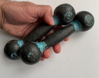 ヴィンテージ鋳鉄ダンベル（2個セット）：レトロソ連フィットネス