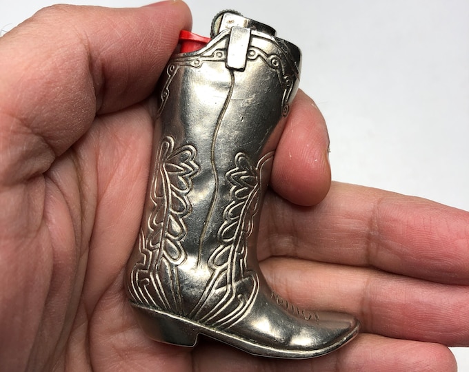 Vintage Lighter Case, Cowboy Boot, Lighter Metal Case, Pocket Lighter