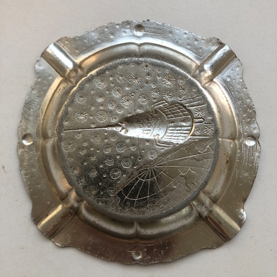 Vintage Ashtray, Aluminum Ashtray, Sputnik 3, Soviet Space