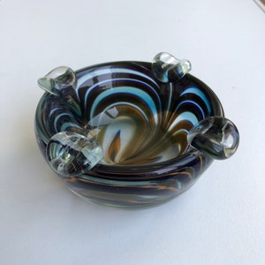 Vintage Glass Ashtray, Czech Ashtray, Art Glass, Colored Glass, Handmade, Table Decor, Tobacco Accessories, Gift for Him,