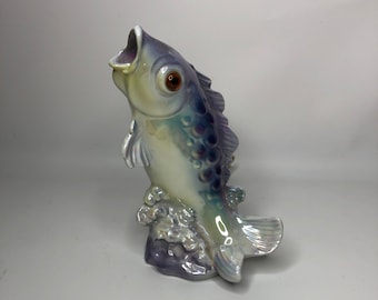 Vintage Porcelain Lamp, German Electric Night Light, Porcelain Fish, Retro Lamp, GDR 60, Home Decor, Collectible porcelain, Vintage gift
