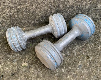 ヴィンテージスポーツダンベル、ダンベル1kg、古い鉄製ダンベル