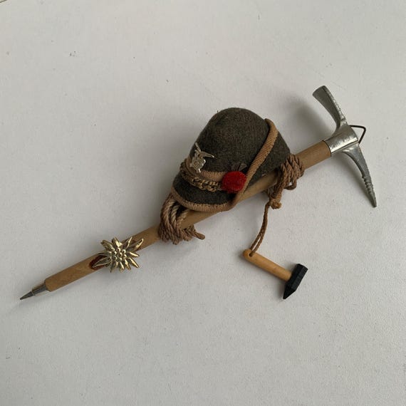 Vintage Miniature Ice Axe, Wall Hanging Souvenir, Edelweiss