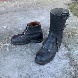 Vintage Armee Stiefel Mit Gamaschen, Bally Bergstiefel, Schweizer Armee, Schwarze Stiefel, Lederstiefel, Grösse 41 (27 1/2), Kampfstiefel Bergsteigen