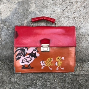 Rare SAC d’école de l’URSS, cartable vintage, cartable rouge, sac en laque, sac à livres, école soviétique, accessoires de film, sac rétro,