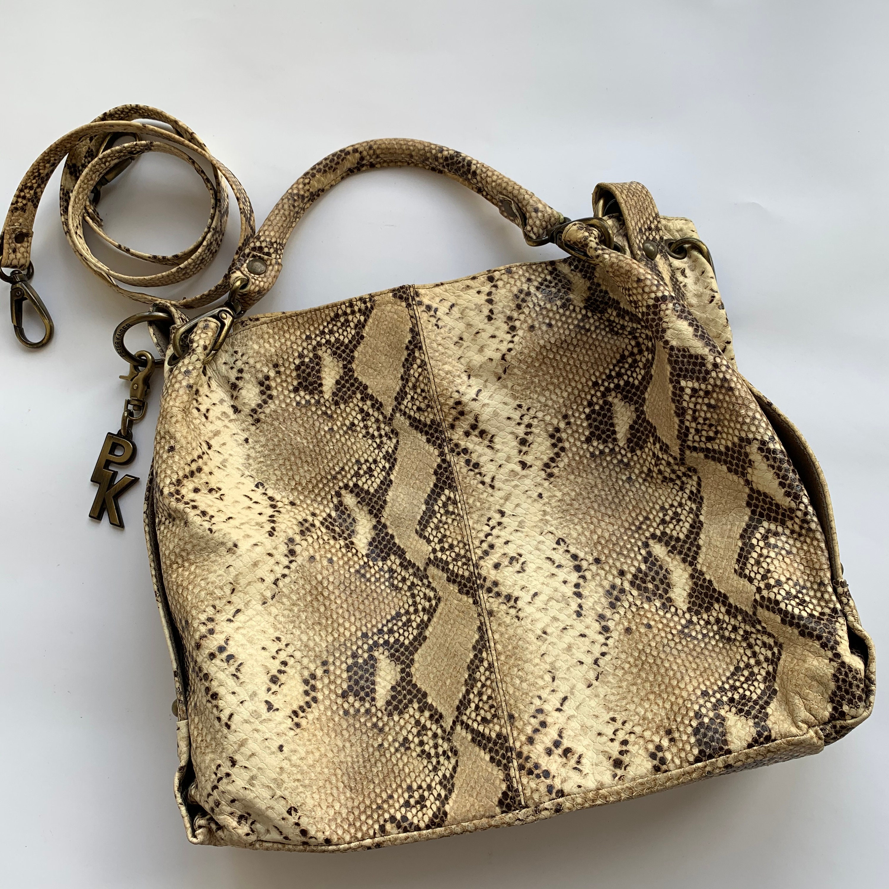 Genuine Leather Bag, Peter Kaiser, Vintage Tote Bag, Python Print