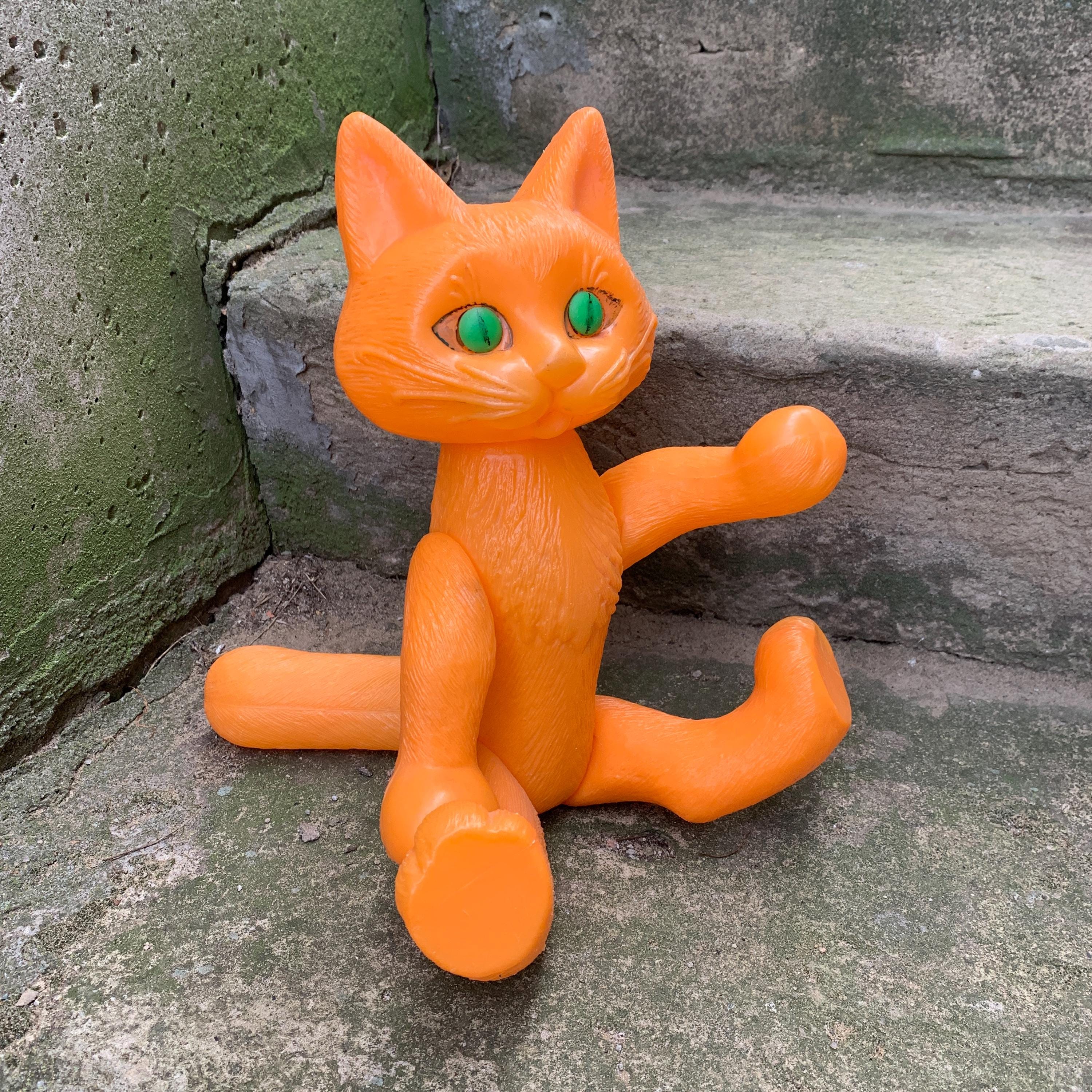 Vintage Toy Cat, Soviet Plastic Toy, Red Cat, Rare Toy, Plastic