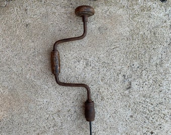 Vintage tool - drill, Carpenter's tool, Soviet-made 60s hand drill, Antique tools, Collectible